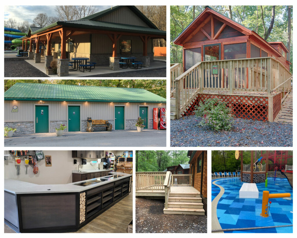 Collage of images showing work done for commercial businesses.