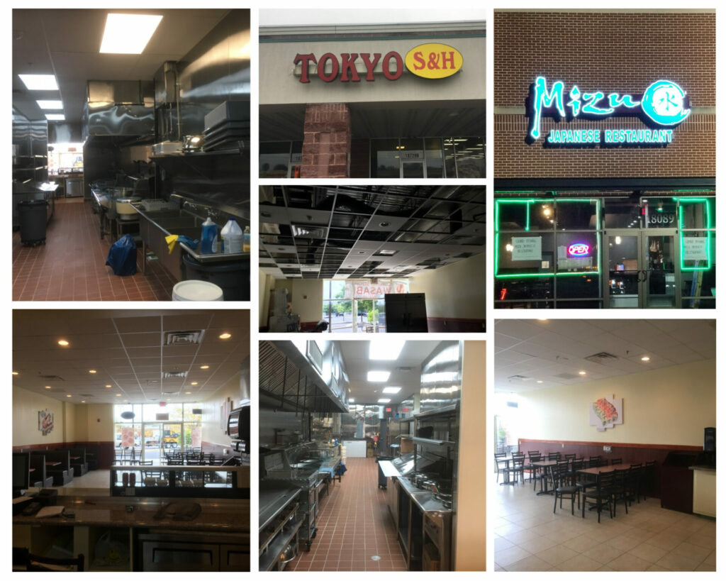 Collage of images showing work done for commercial businesses.